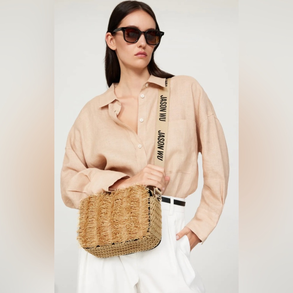 JASON WU Sylvia Straw Camera Crossbody Bag